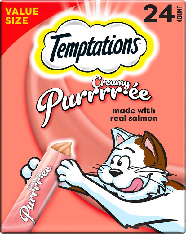 Creamy Salmon Puree Cat Treats – Squeezable & Lickable, 24 Tubes (0.42 oz Each)
