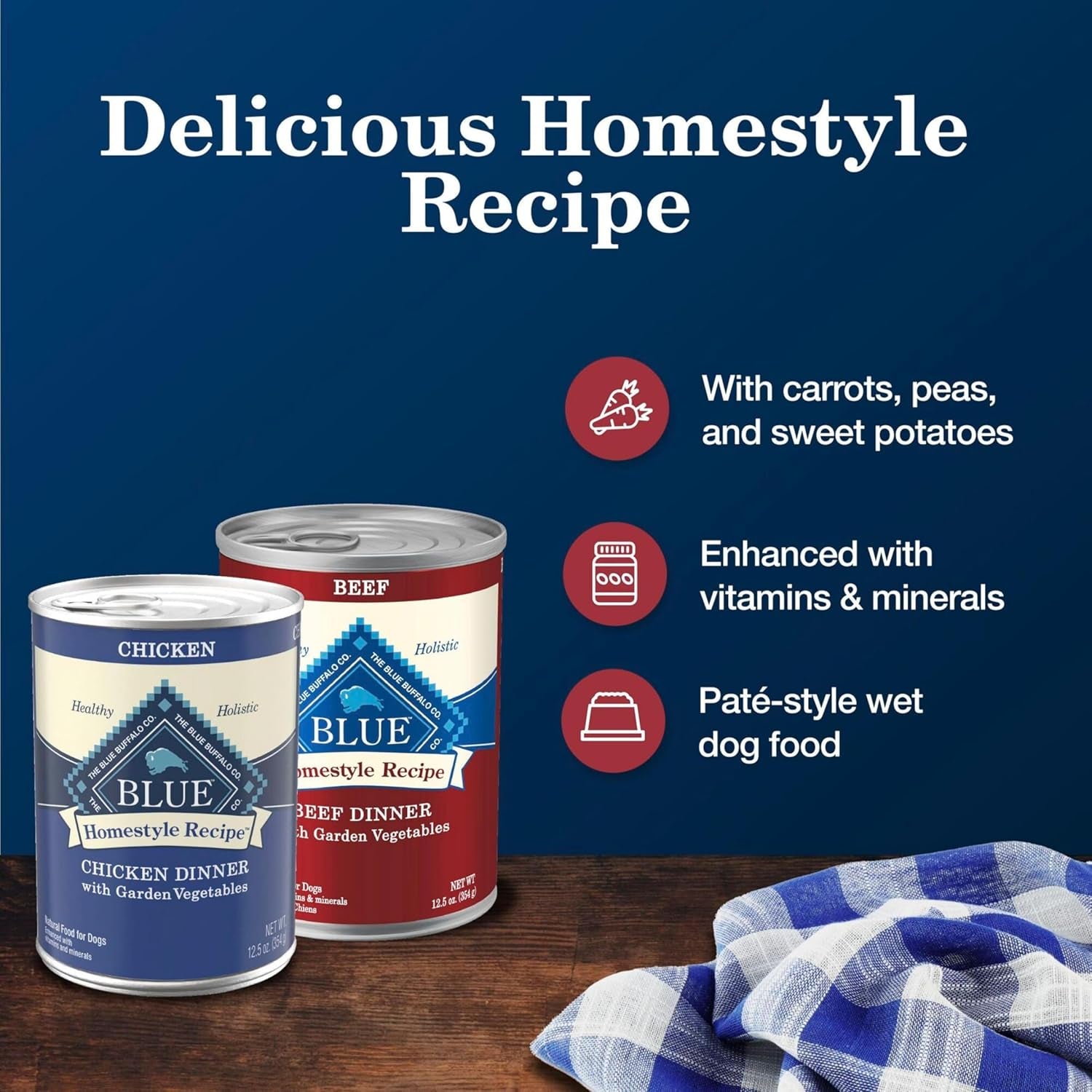 Homestyle Recipe Adult Wet Dog Food, Made with Natural Ingredients, Chicken and Beef Dinner Variety Pack, 12.5-Oz Cans (6 Count, 3 of Each)