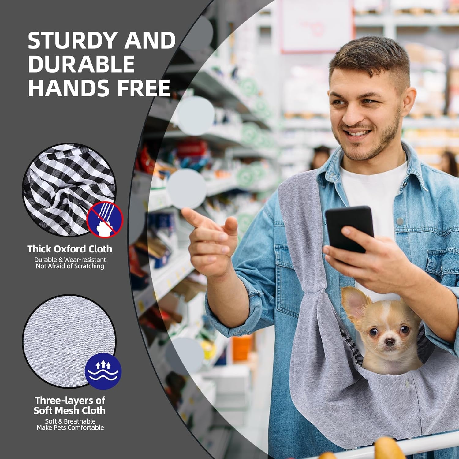 Hands free pet carrier sling for travel