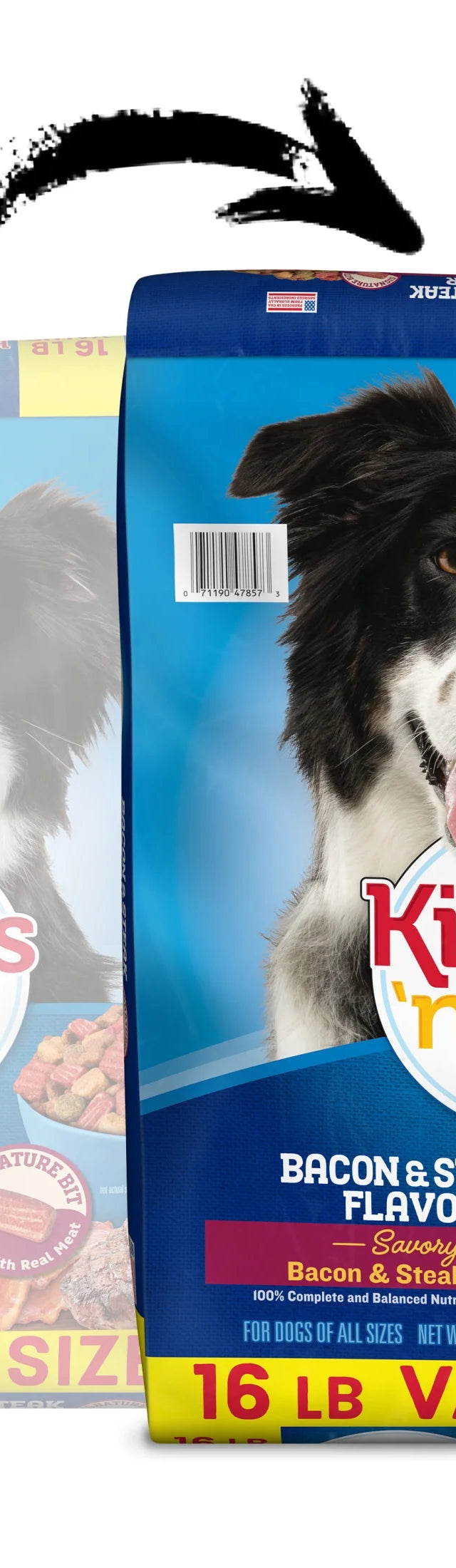 Kibbles 'N Bits Dry Dog Food for Adult Dogs, Savory Bacon & Steak Flavor, 16 Lb. Bag