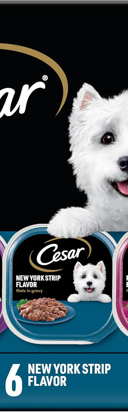 Filets in Gravy Adult Wet Dog Food Variety Pack – Filet Mignon, New York Strip & Prime Rib Flavors, 3.5 Oz Easy Peel Trays (24 Count)