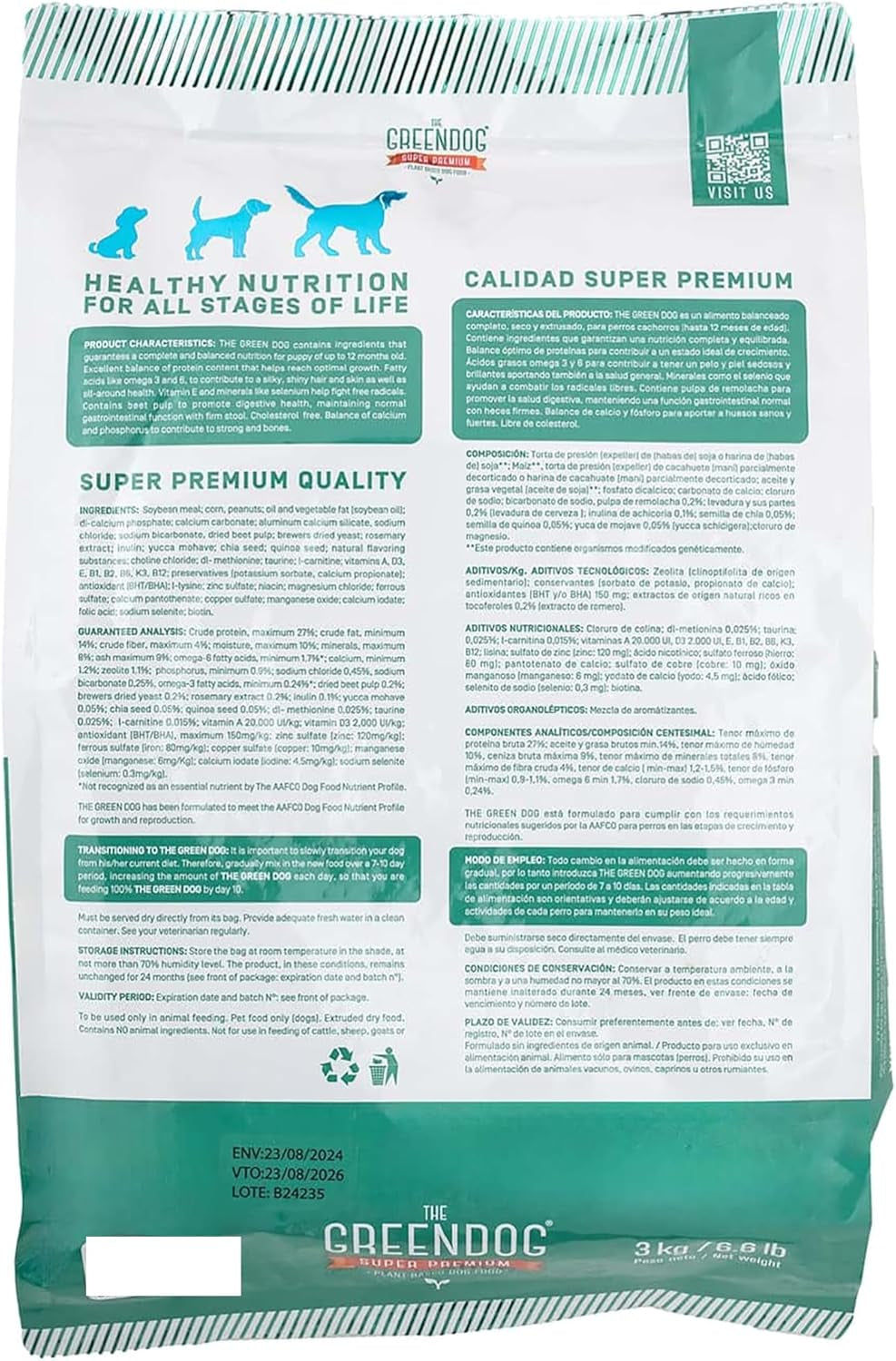 : Super Premium - Puppies - 6.6 Lb Bag Dog Food - Plant Based Protein, Vegan Dry Pet Kibble, Gluten Free, Complete Nutrition
