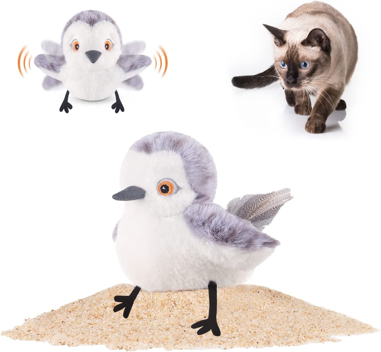 Interactive flapping bird cat toy rechargeable