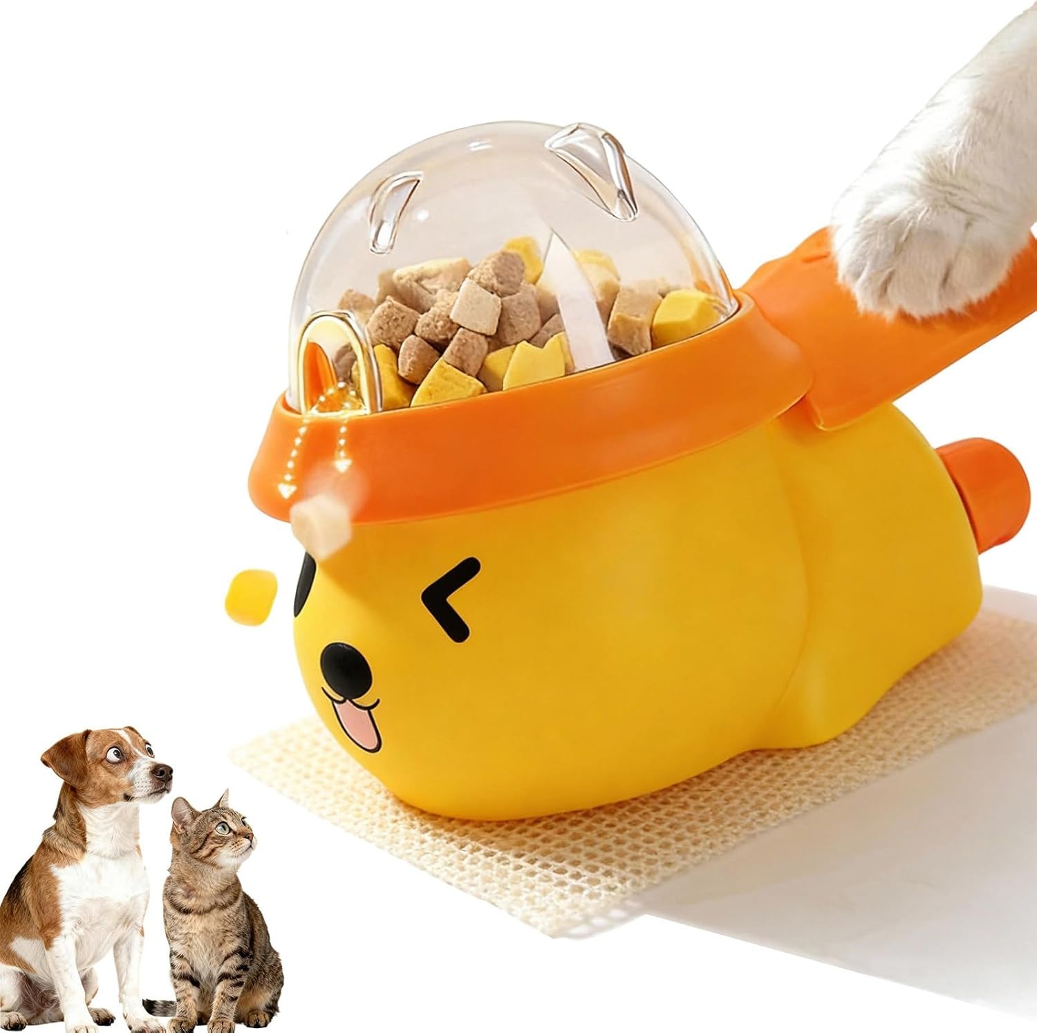 Interactive dog and cat treat dispenser slow feeder puzzle toy