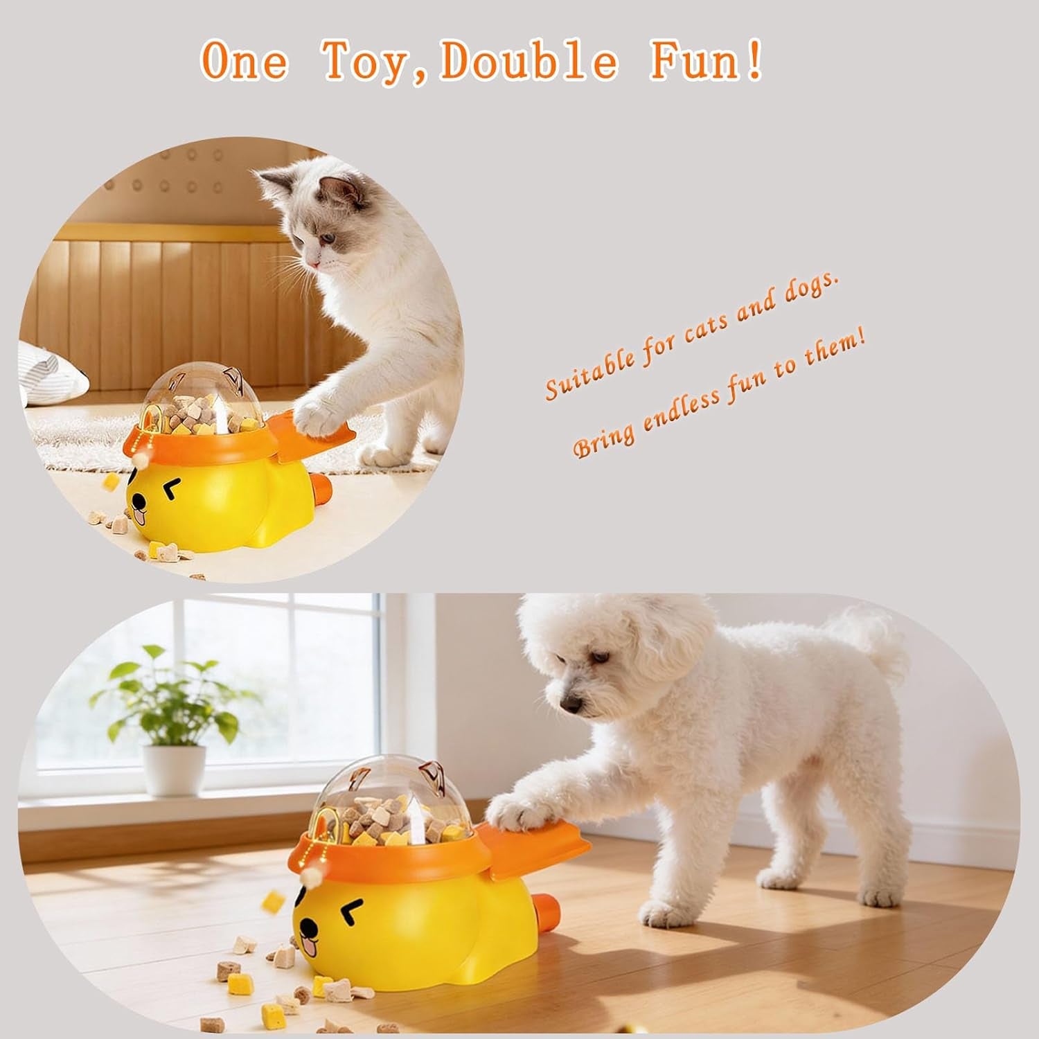Slow feeder puzzle toy for dogs and cats with treat dispenser