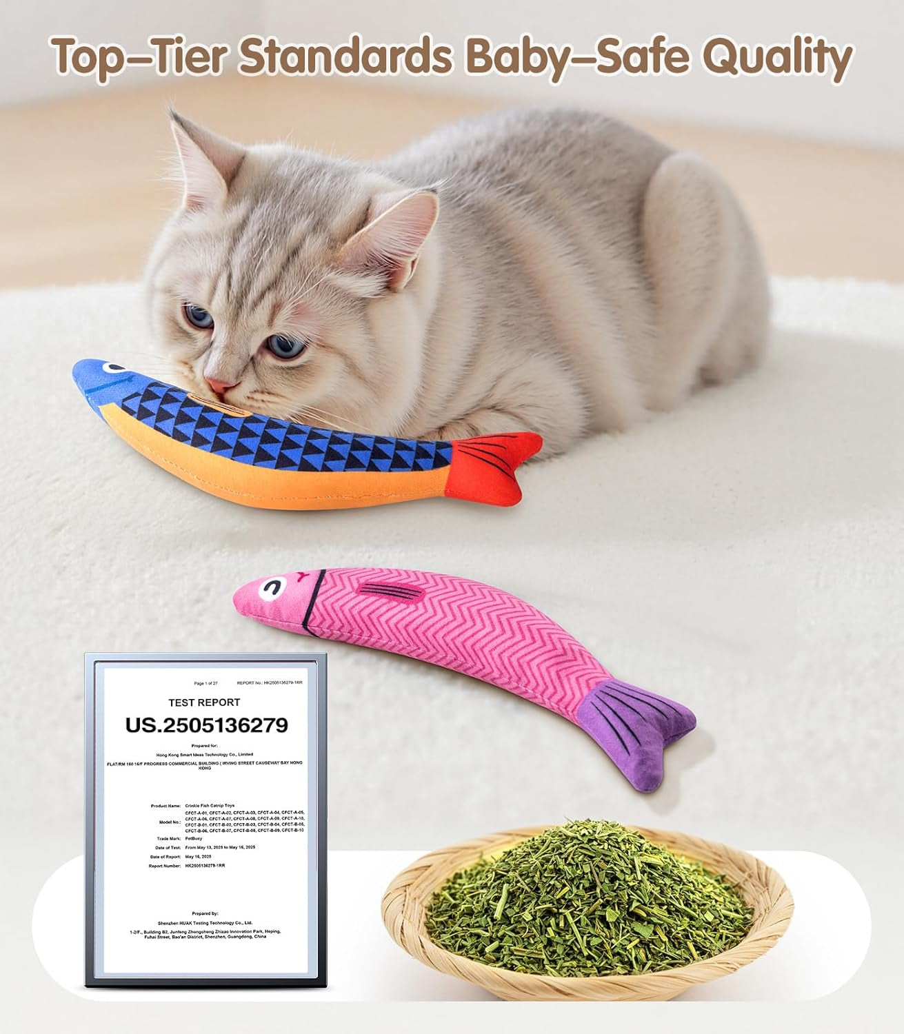 Fish-shaped cat kicker toy for play and enrichment
