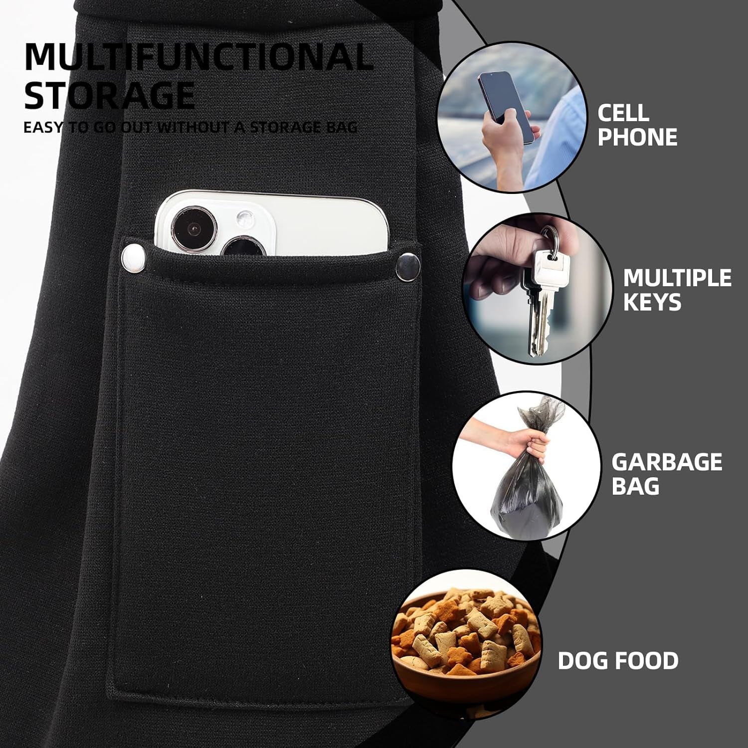 Soft fabric dog carrier sling with safety hook