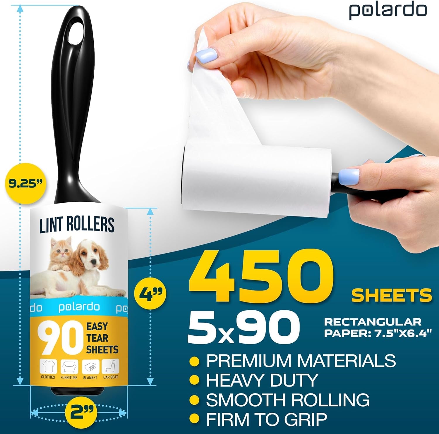 Sticky lint roller for dog and cat hair cleaning