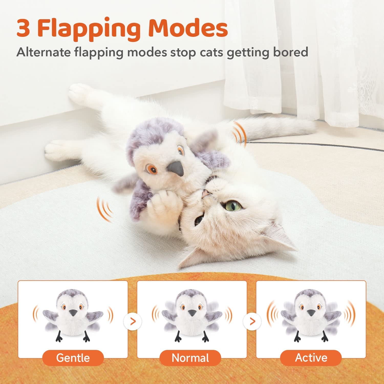 Cat accessory flapping bird toy for indoor cats
