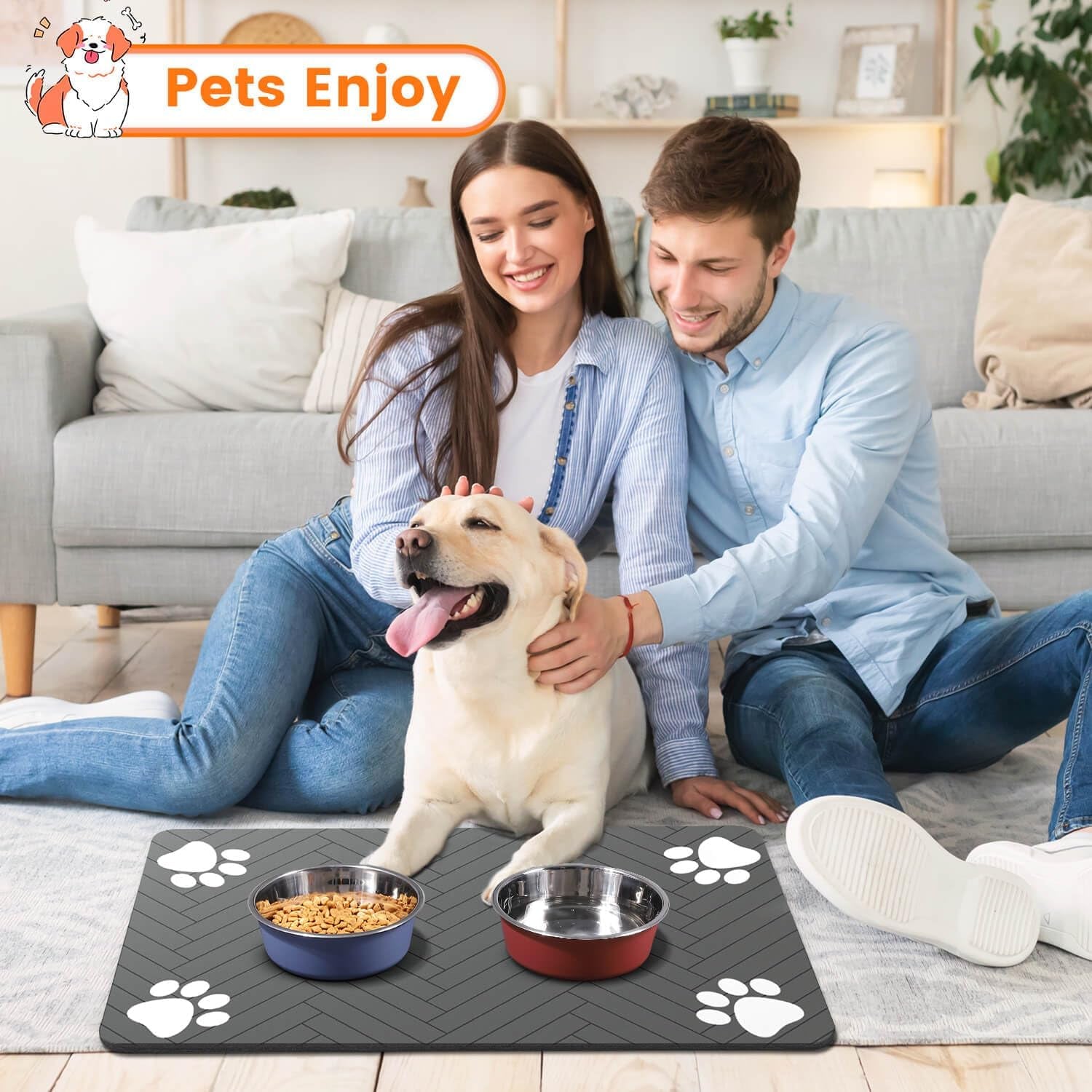 Dog and cat feeding mat to protect floors