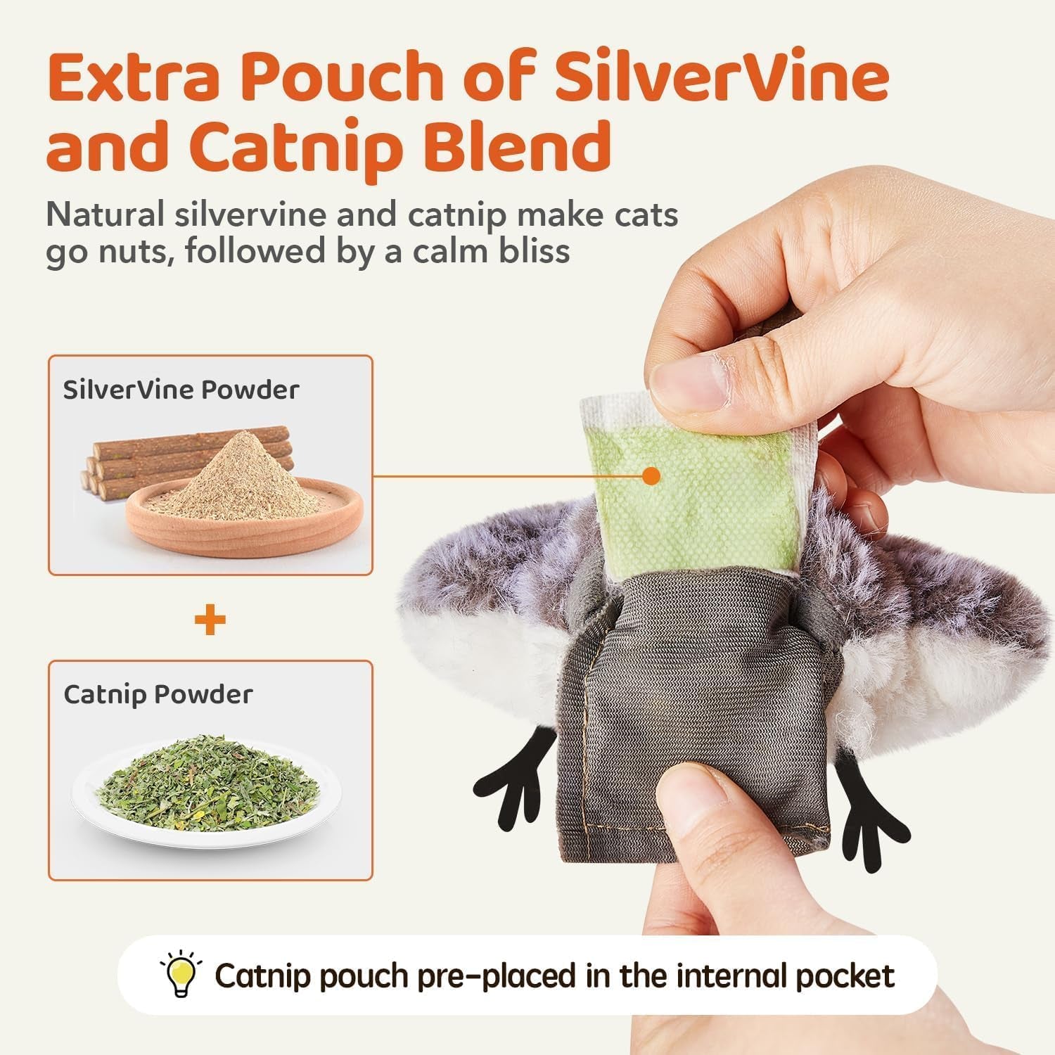 Chirping cat toy for play and enrichment