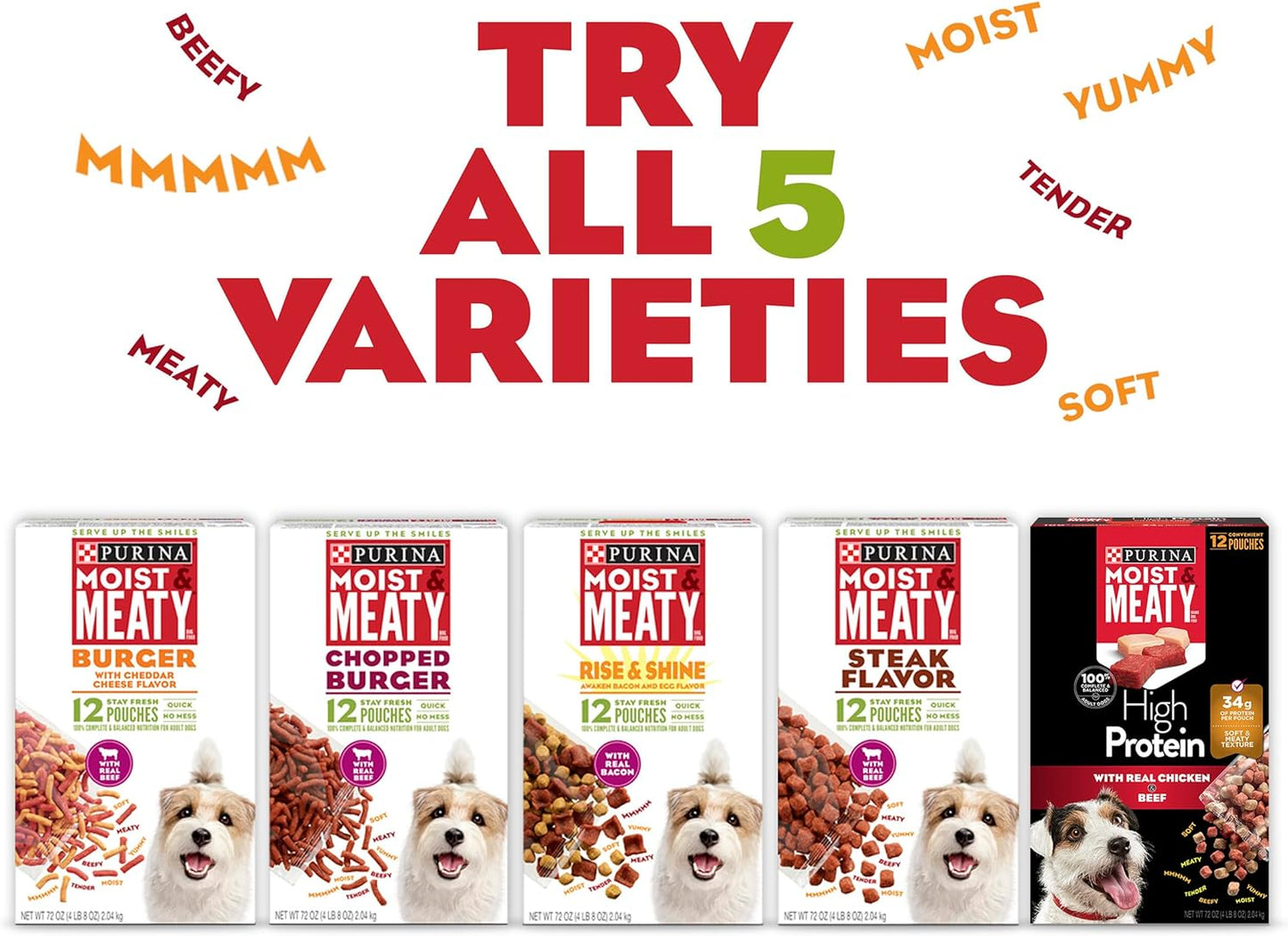 Purina Moist and Meaty Burger with Cheddar Cheese Flavor Dry Soft Dog Food Pouches - 36 Ct. Pouch