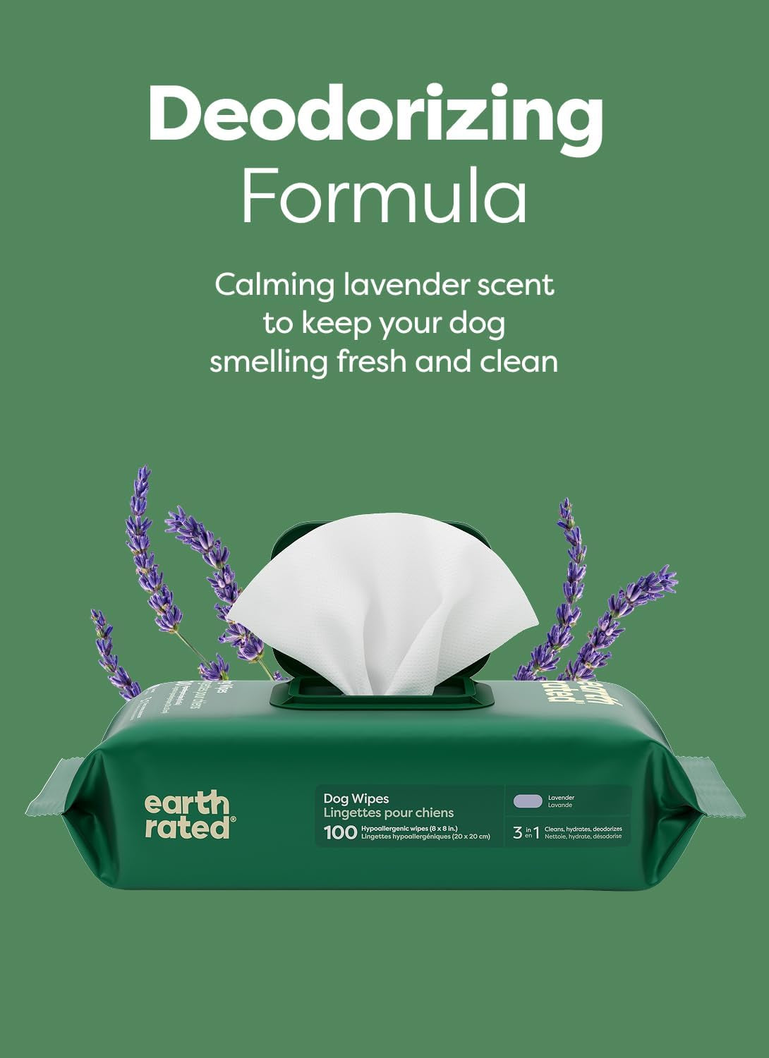 Lavender scented dog grooming wipes