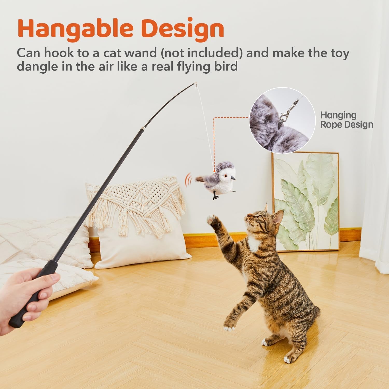 Chirping cat toy for play and enrichment