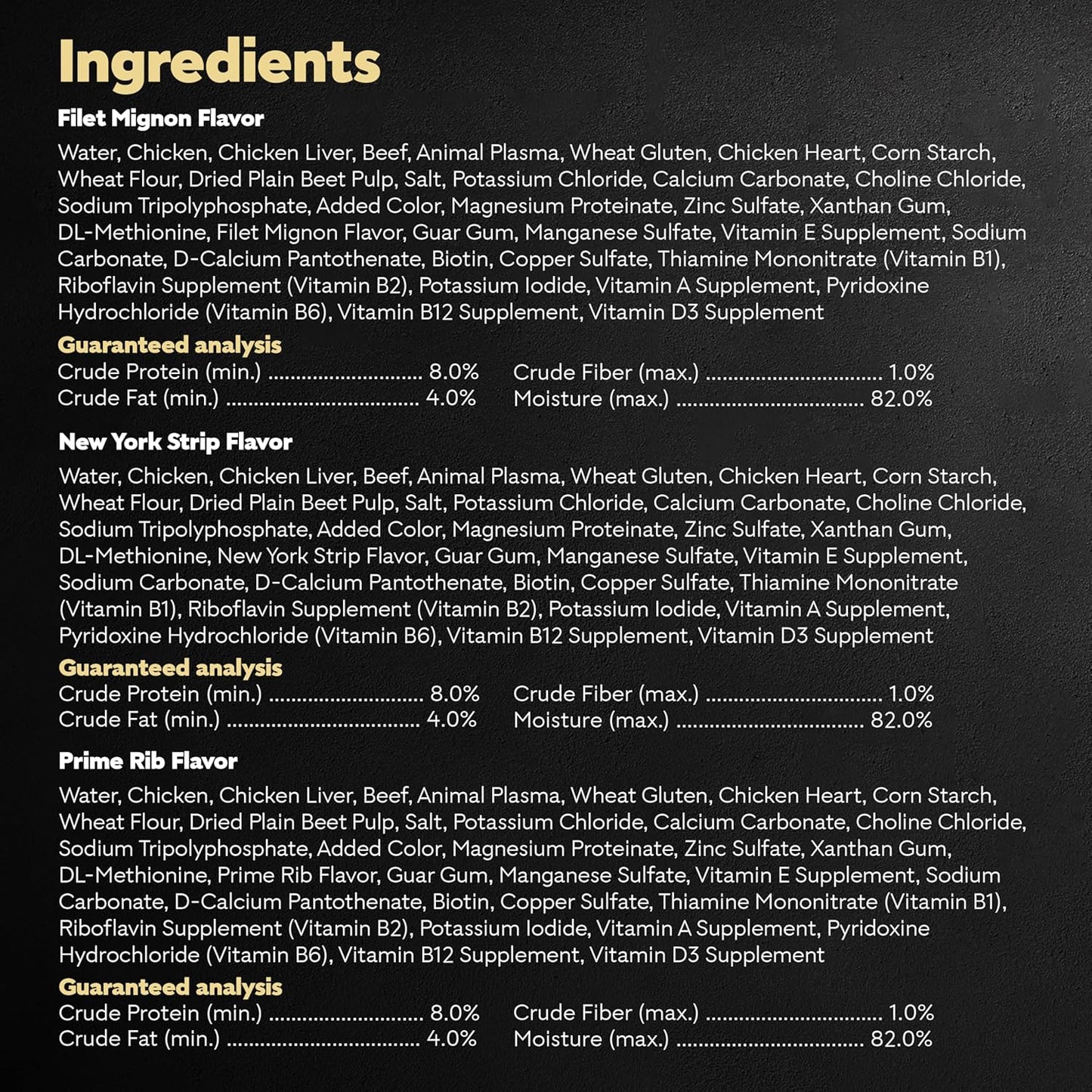 Filets in Gravy Adult Wet Dog Food Variety Pack, Filet Mignon, New York Strip and Prime Rib Flavors, 3.5 Oz. Easy Peel Trays, Variety Pack, 24 Count