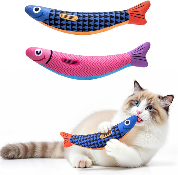 Catnip Fish Kicker Toy for Cats – Interactive Soft Chew & Crinkle Toy